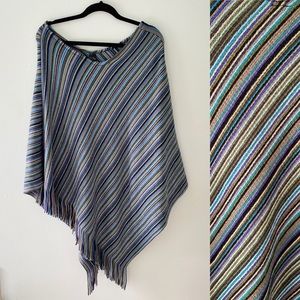 Striped knitted poncho sweater